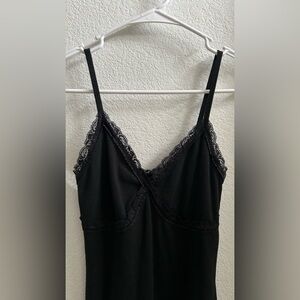 black slip dress